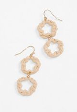 Raffia Wrapped Floral Drop Earrings, , small