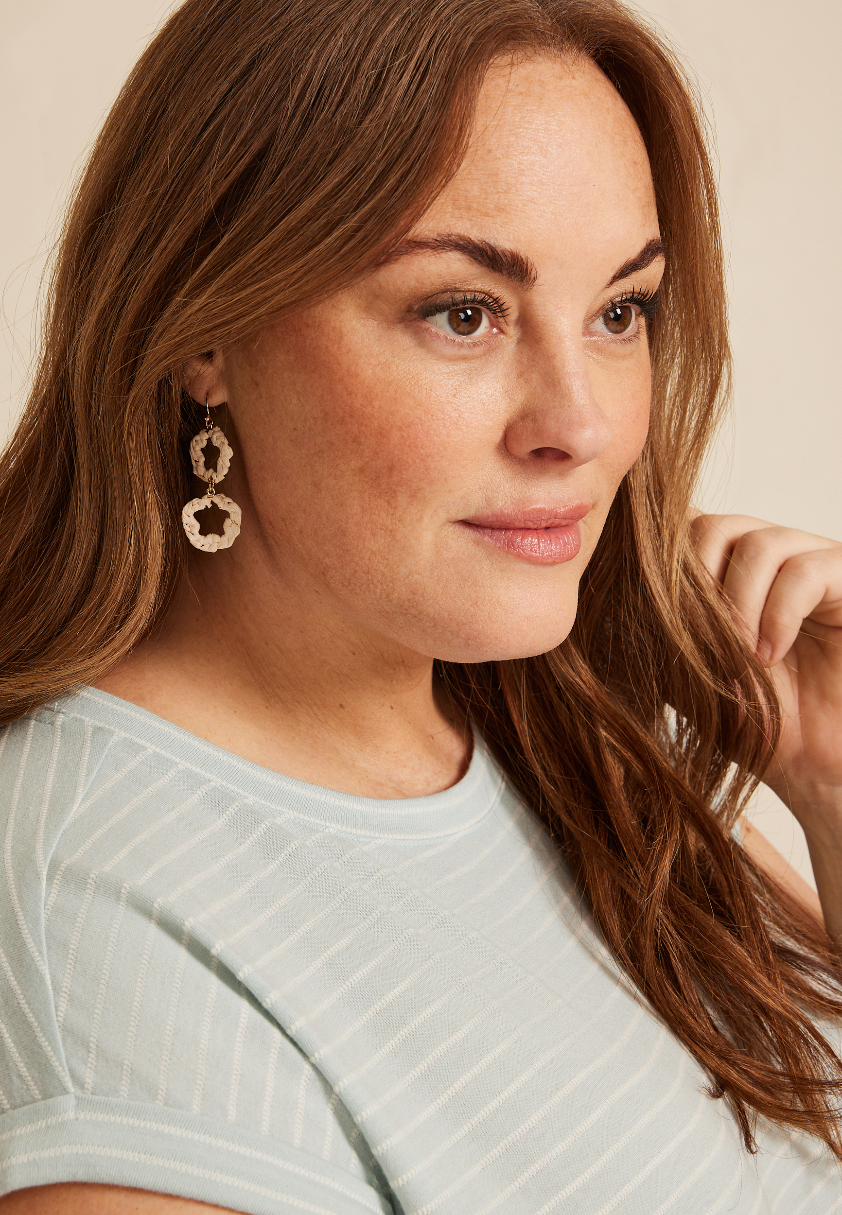 Raffia Wrapped Floral Drop Earrings, , large