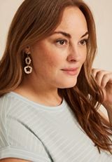 Raffia Wrapped Floral Drop Earrings, , small