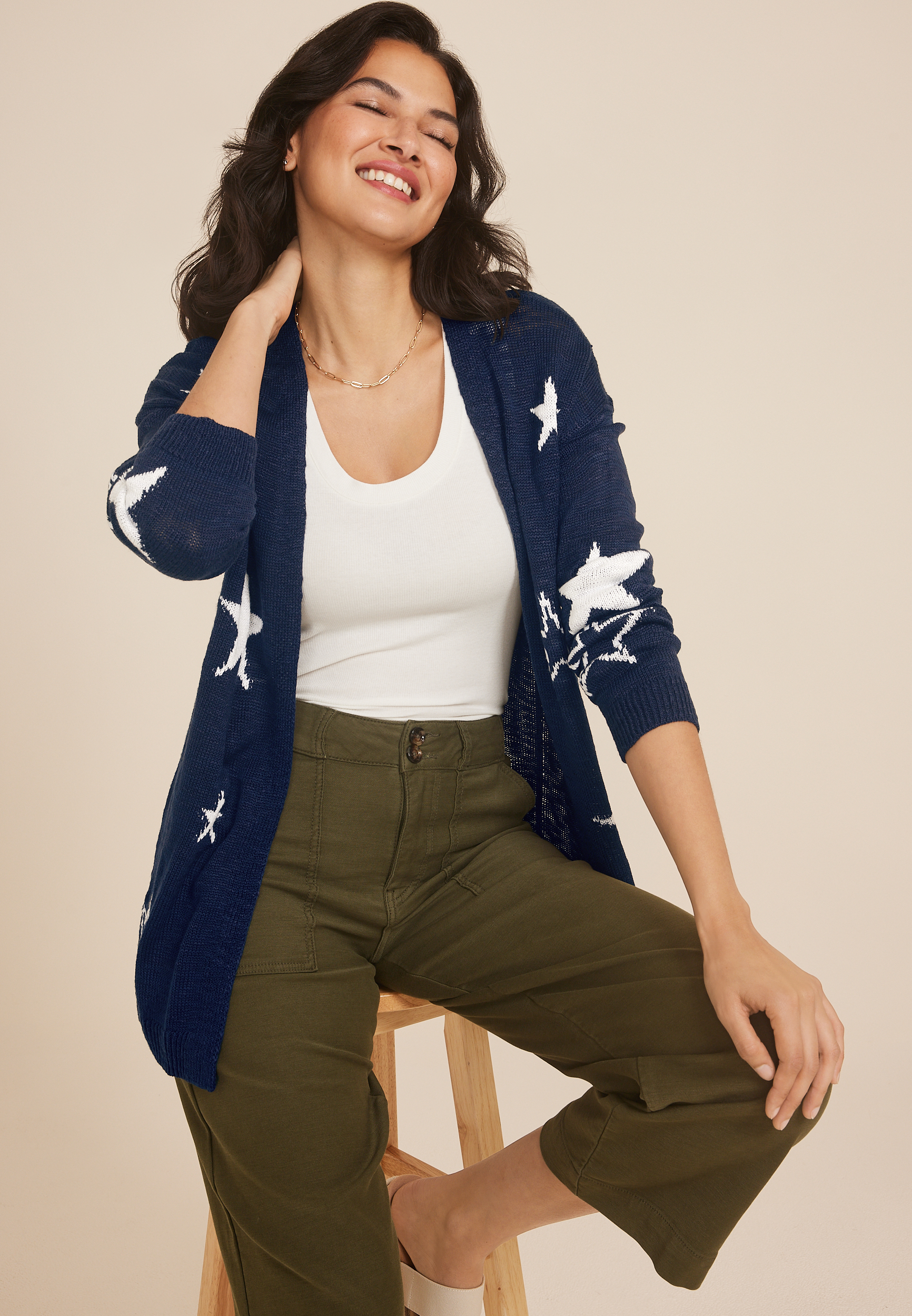 Americana Star Open Front Cardigan