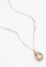 Gold Sunburst Pendant Necklace, , small