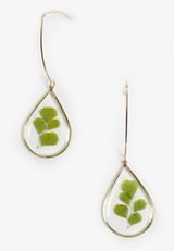 Gold Pressed Leaf Drop Earrings, , small