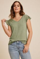 Textured Flutter Sleeve Tee, C425, small