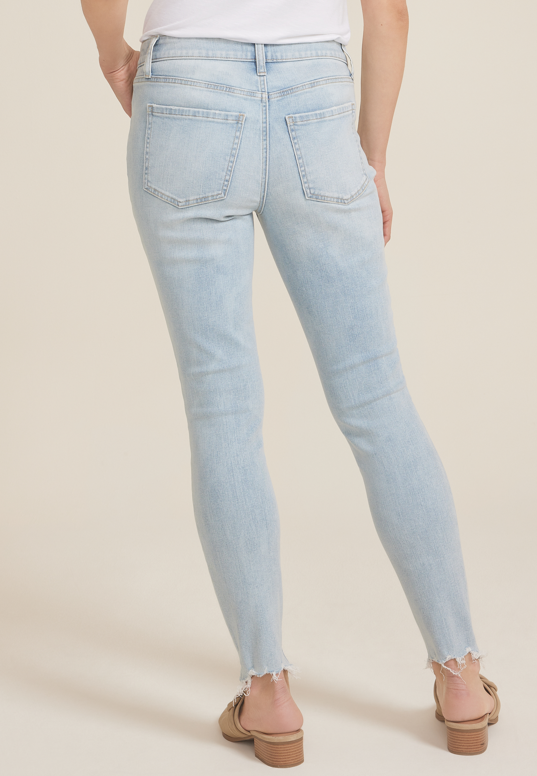 m jeans by maurices&trade; Light High Rise Ripped Hem Ankle Jegging, LIGHT SANDBLAST, large