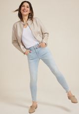 m jeans by maurices&trade; Light High Rise Ripped Hem Ankle Jegging, LIGHT SANDBLAST, small