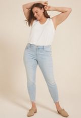 Plus Size m jeans by maurices&trade; Light High Rise Ripped Hem Ankle Jegging, LIGHT SANDBLAST, small