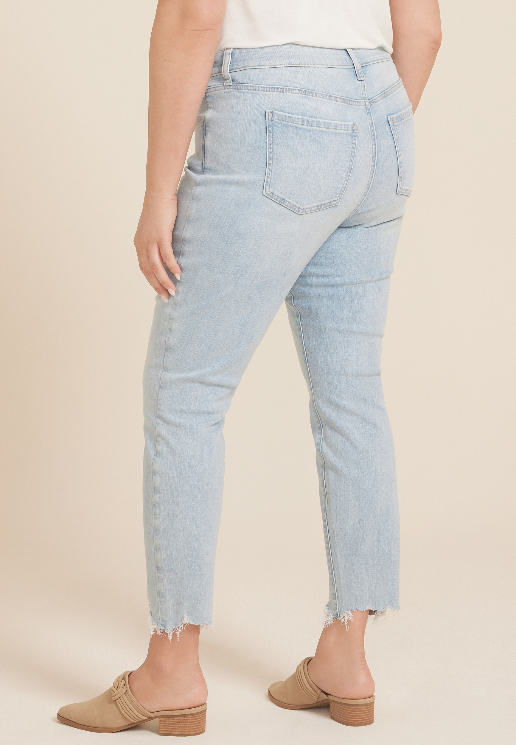 Plus Size m jeans by maurices&trade; Light High Rise Ripped Hem Ankle Jegging, LIGHT SANDBLAST, large