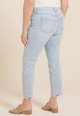 Plus Size m jeans by maurices&trade; Light High Rise Ripped Hem Ankle Jegging, LIGHT SANDBLAST, small
