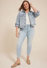 Plus Size m jeans by maurices&trade; Light High Rise Ripped Hem Ankle Jegging, LIGHT SANDBLAST, small