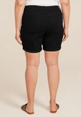 Plus Size m jeans by maurices&trade; Black Mid Rise 8in Bermuda Short, , small