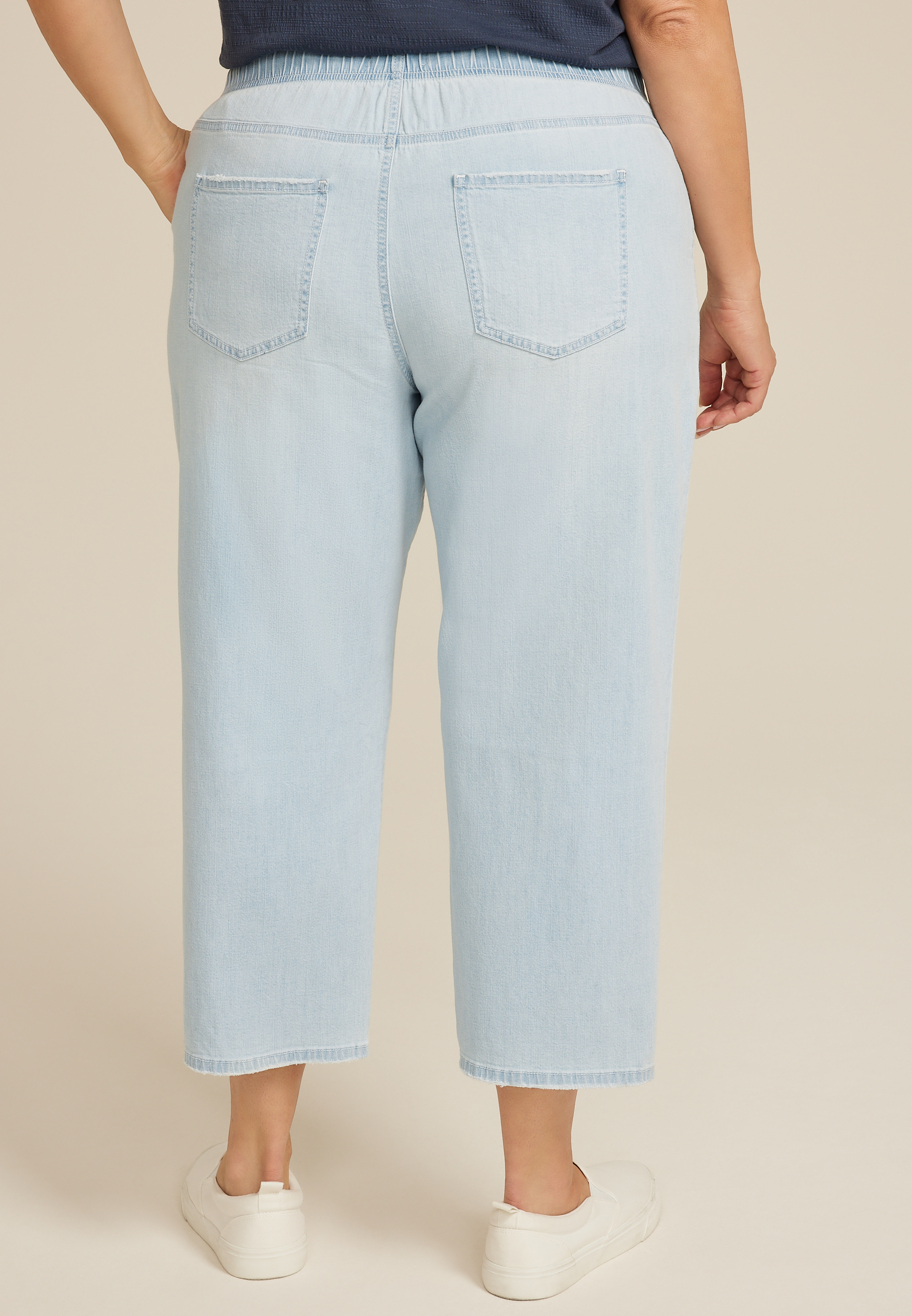 Plus Size m jeans by maurices&trade; Soft Light High Rise Drawstring Straight Cropped Jean, , large