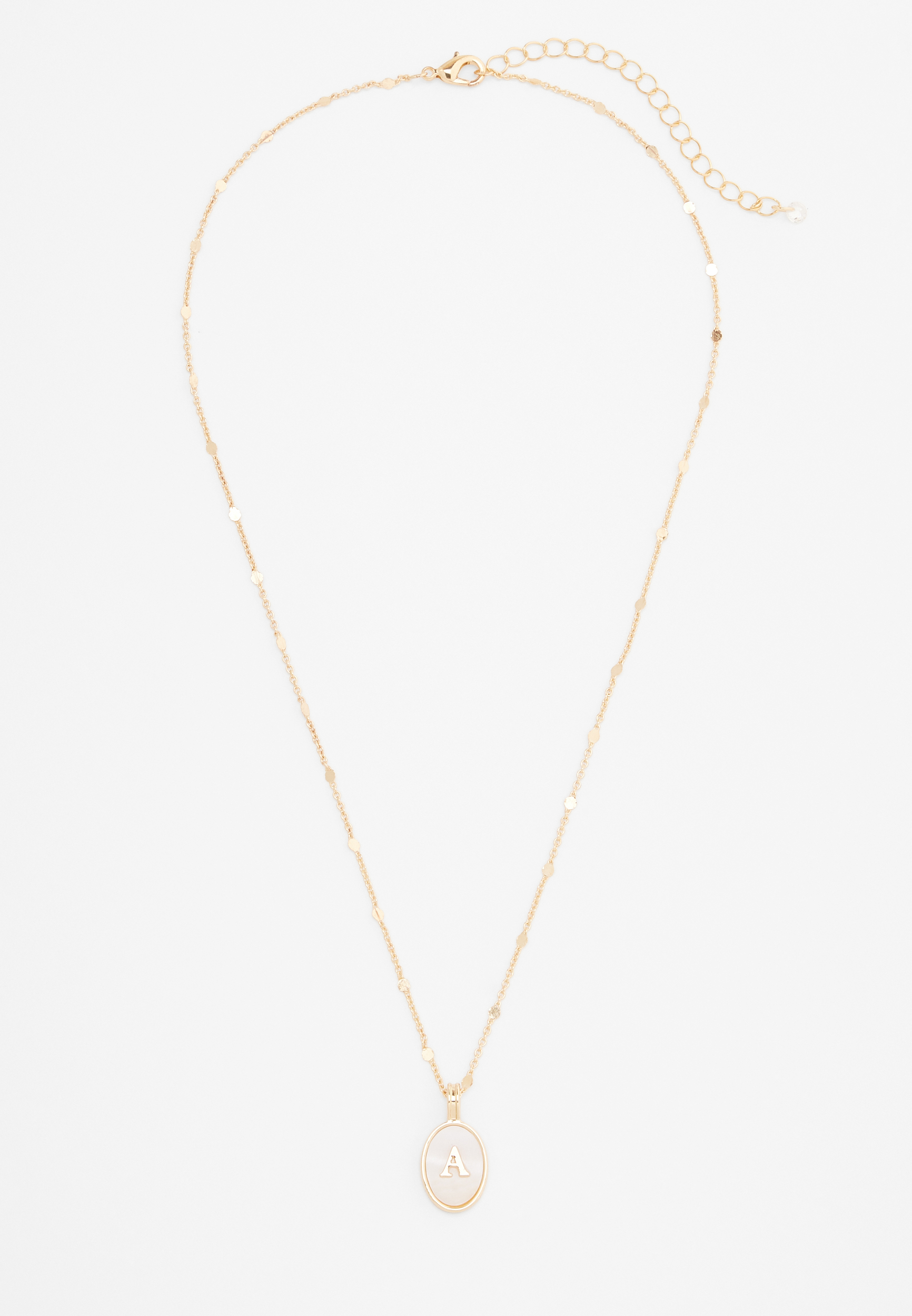 Gold Oval Initial Pendant Necklace