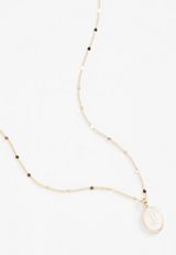 Gold Oval Initial Pendant Necklace, C6279, small