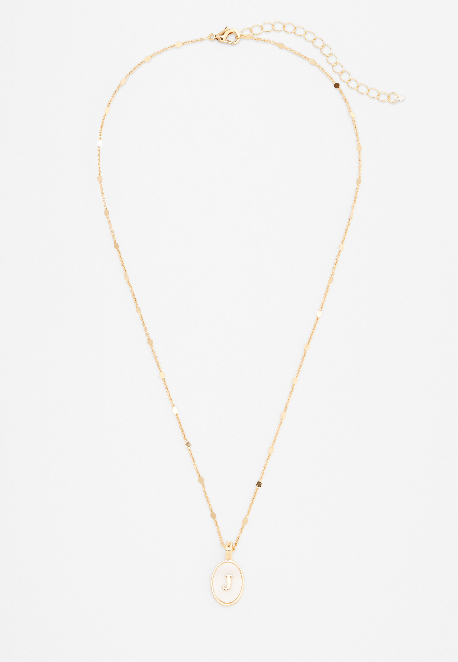 Gold Oval Initial Pendant Necklace, C6279, large
