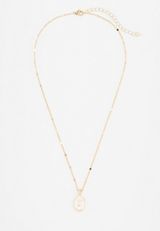 Gold Oval Initial Pendant Necklace, C6279, small
