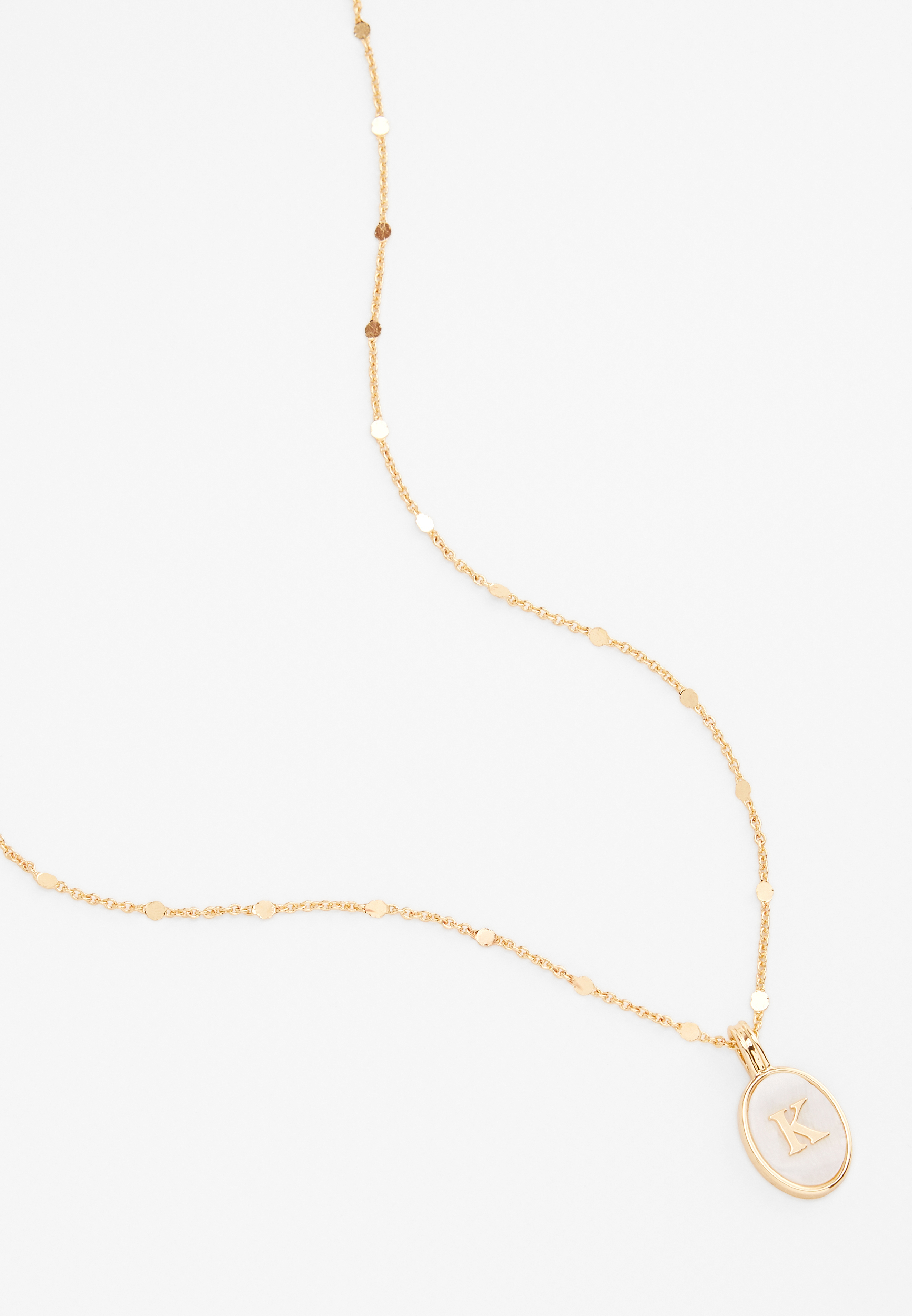 Gold Oval Initial Pendant Necklace