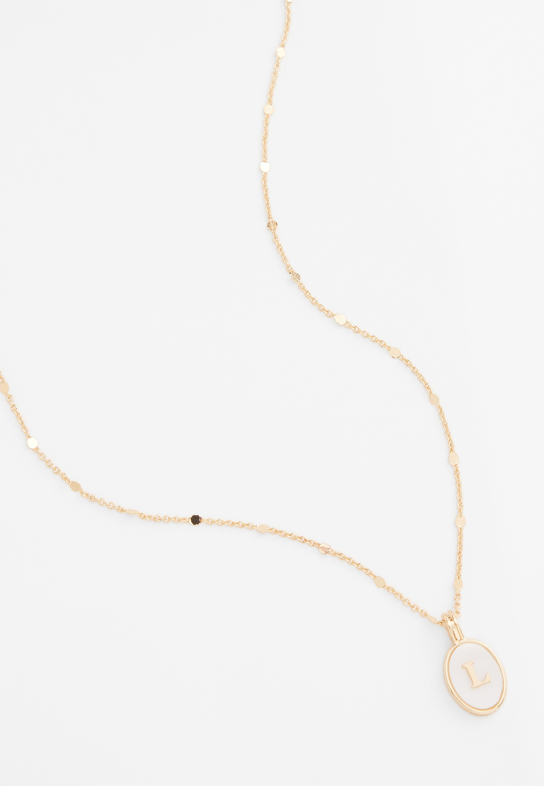 Gold Oval Initial Pendant Necklace