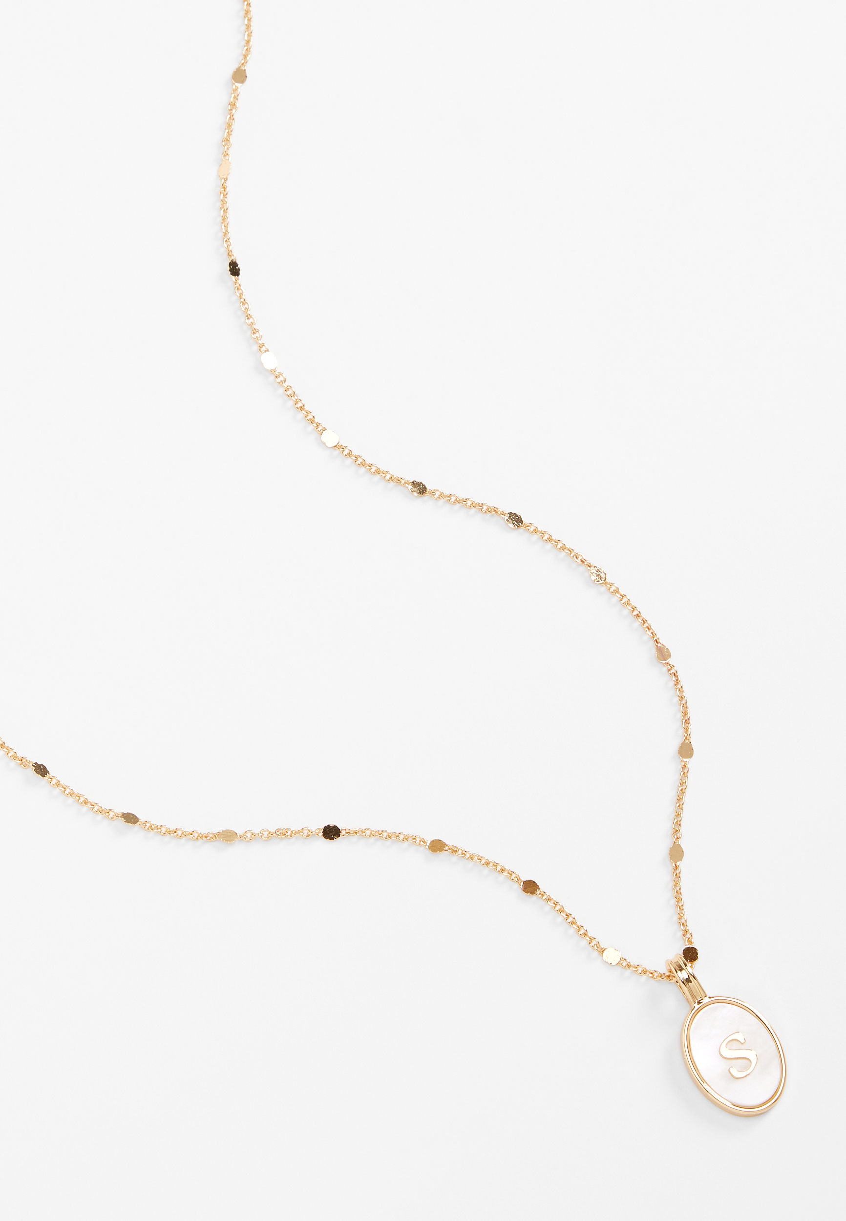 Gold Oval Initial Pendant Necklace