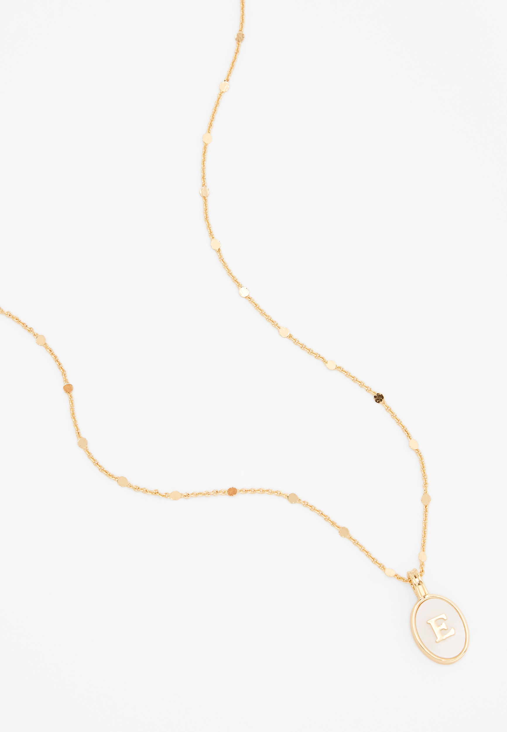 Gold Oval Initial Pendant Necklace