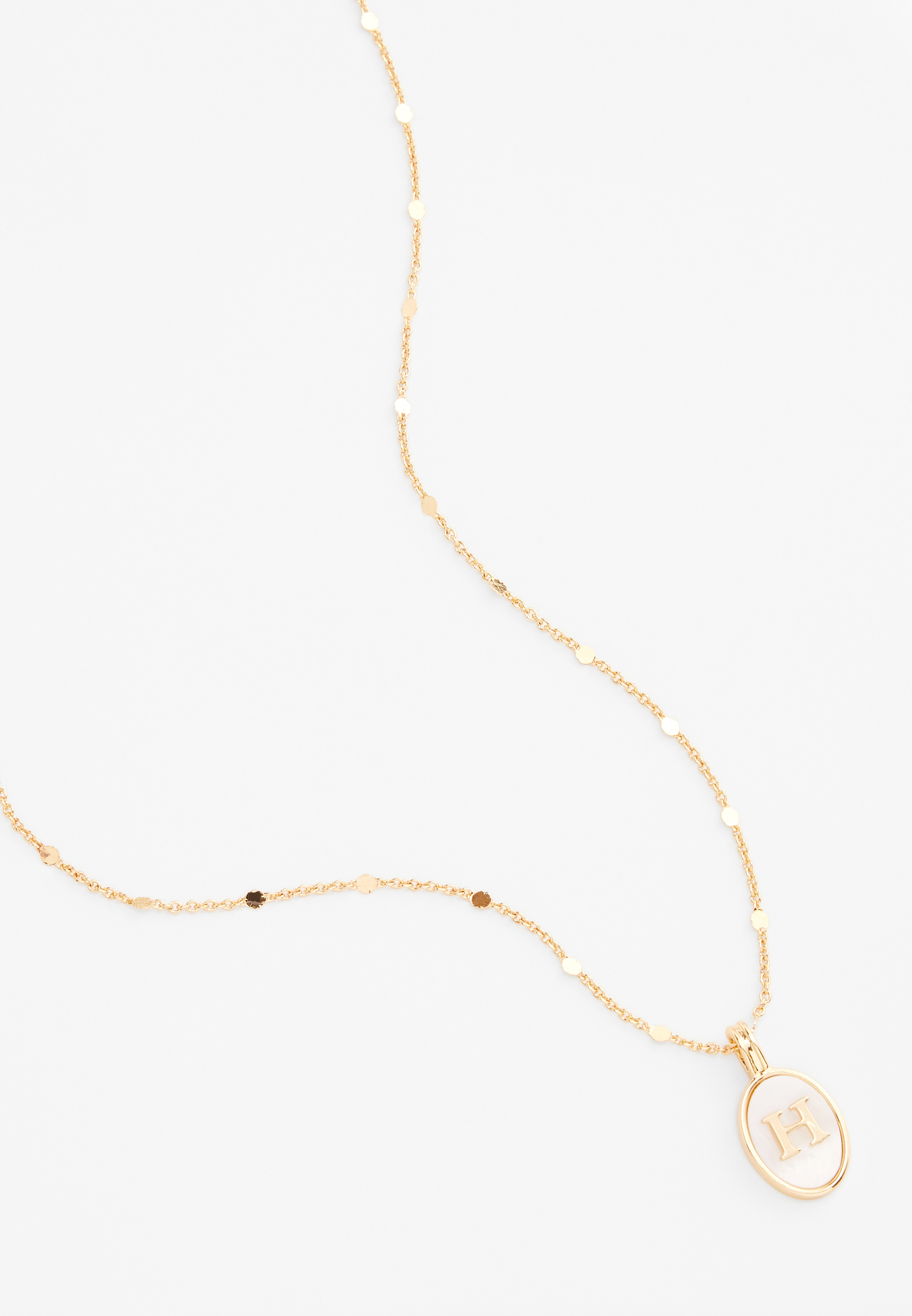 Gold Oval Initial Pendant Necklace