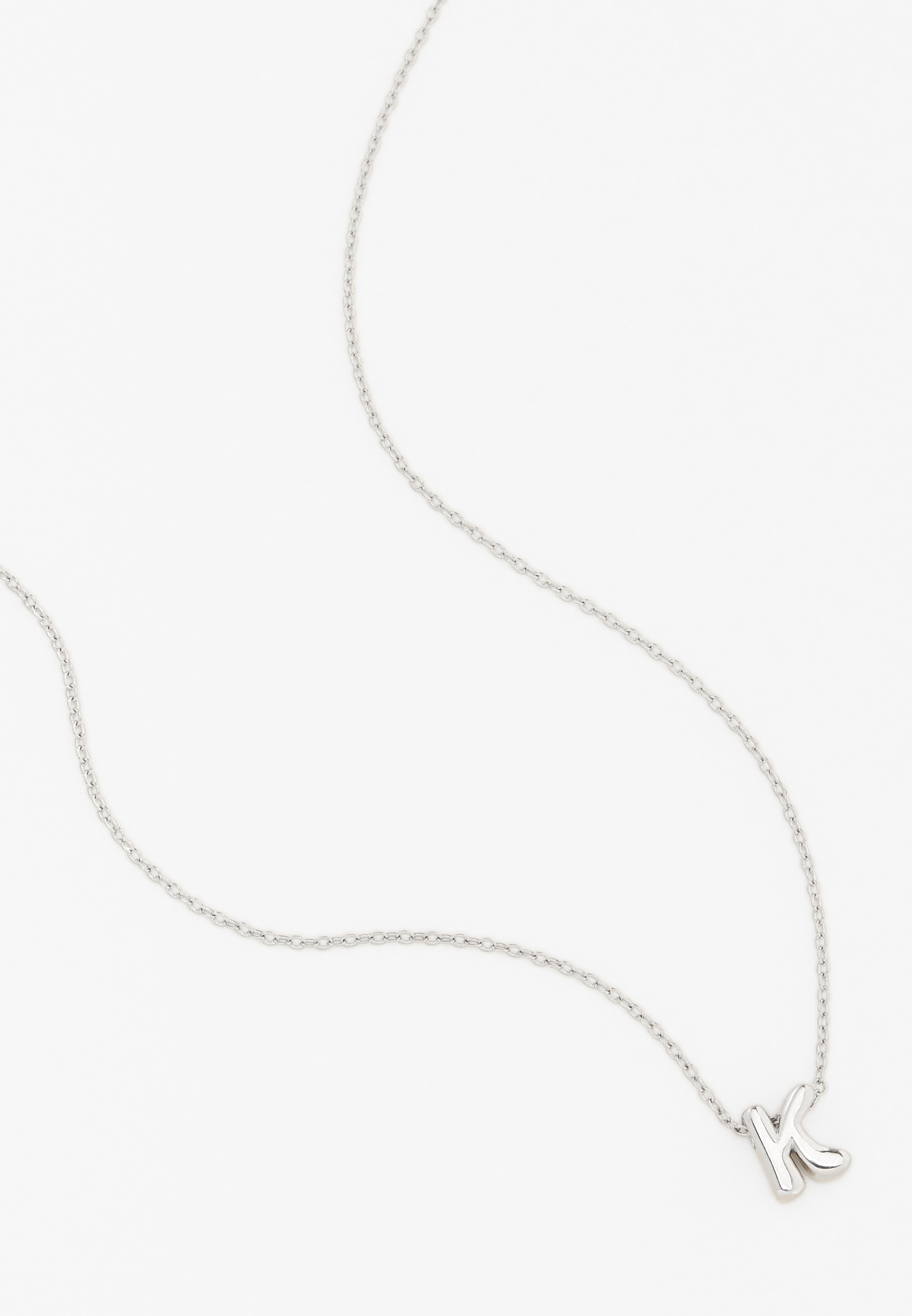 Silver Bubble Initial Pendant Necklace