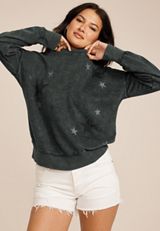 Americana Washed Star Studded Sweatshirt, C106, small