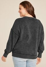 Plus Size Americana Washed Star Studded Sweatshirt, C106, small