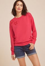 Americana Star Laser Cut Sweatshirt, C2946, small