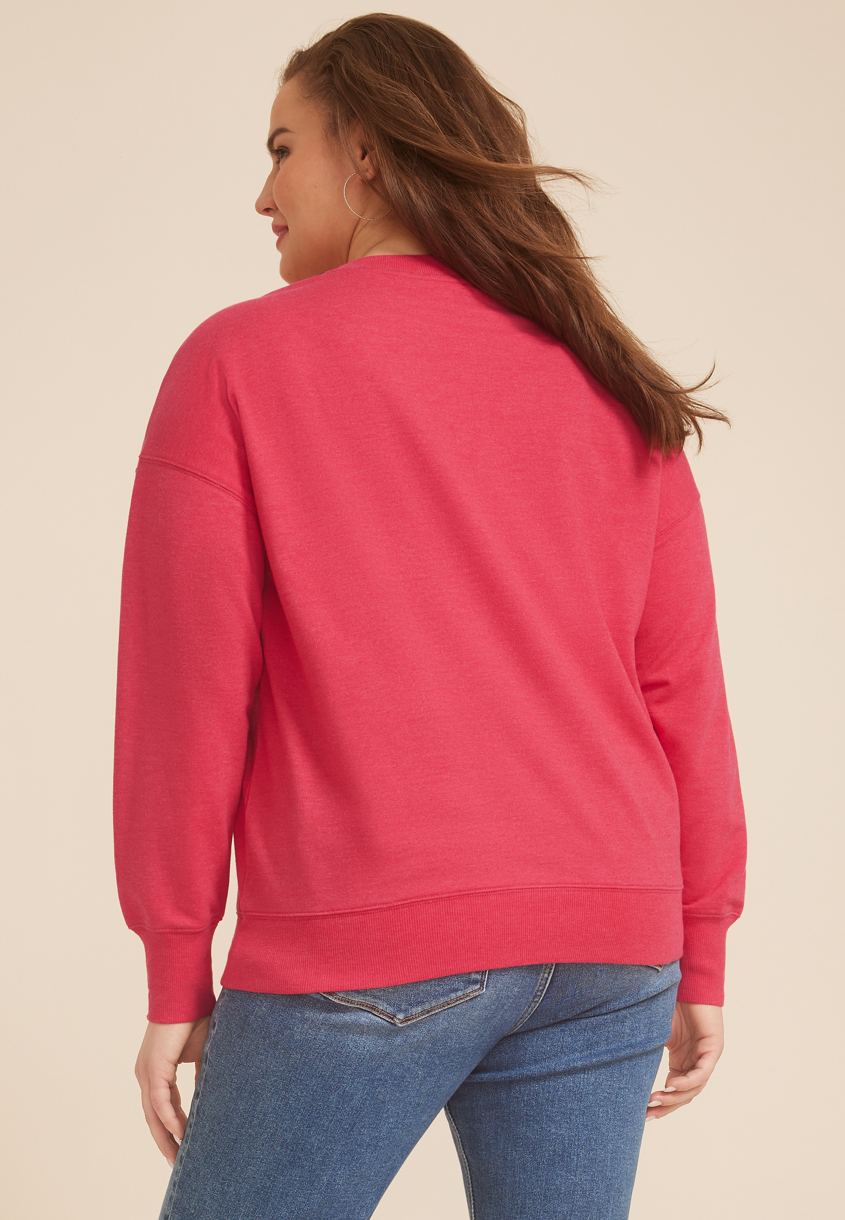 Plus Size Americana Star Laser Cut Sweatshirt, C2946, large
