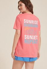 Sunset Repeat Oversized Fit Graphic Tee, PINK, small