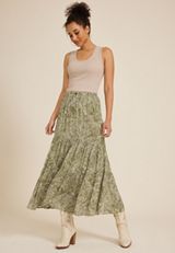 Gauze Printed High Rise Maxi Skirt, C1774, small