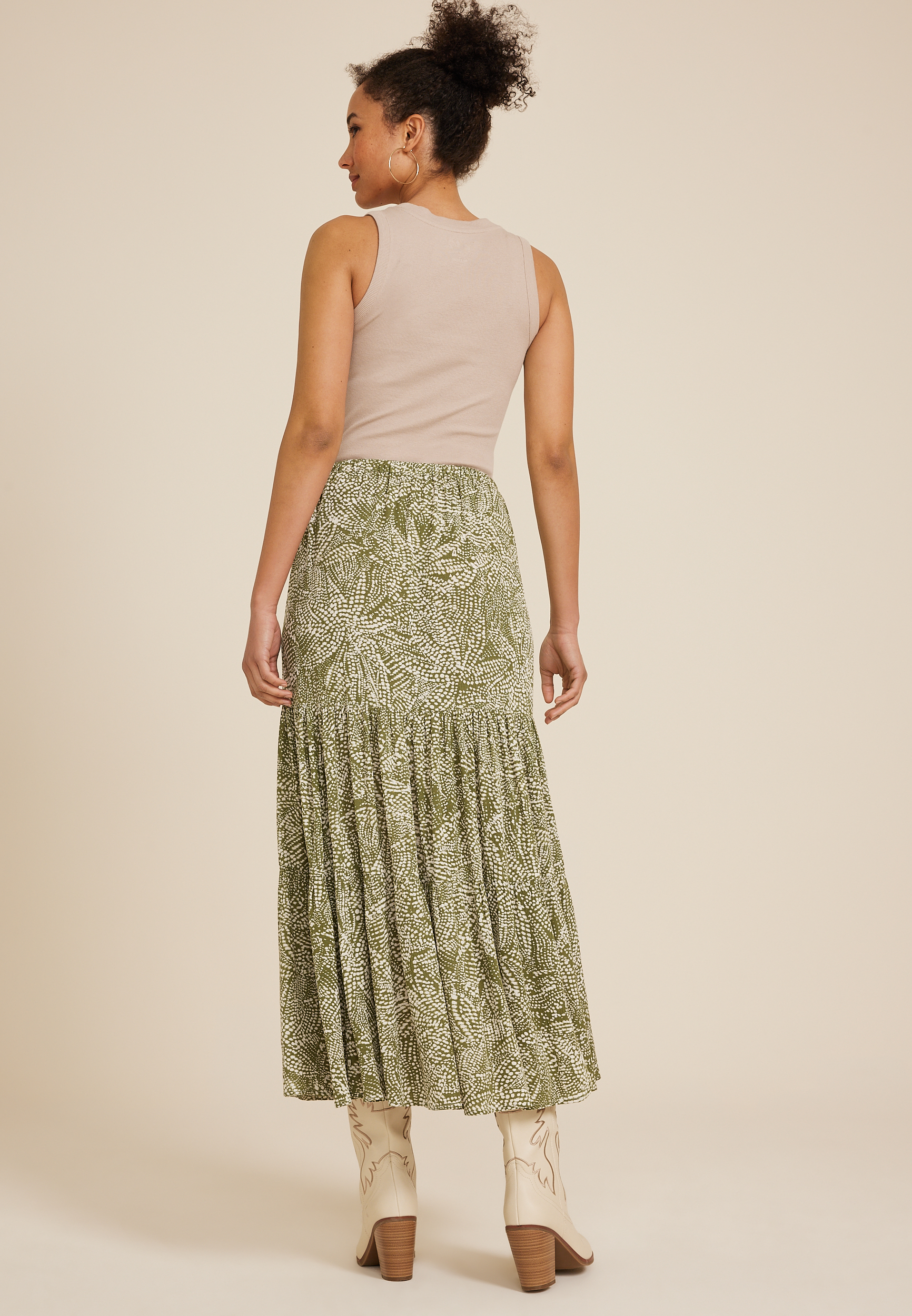 Gauze Printed High Rise Maxi Skirt, C1774, large