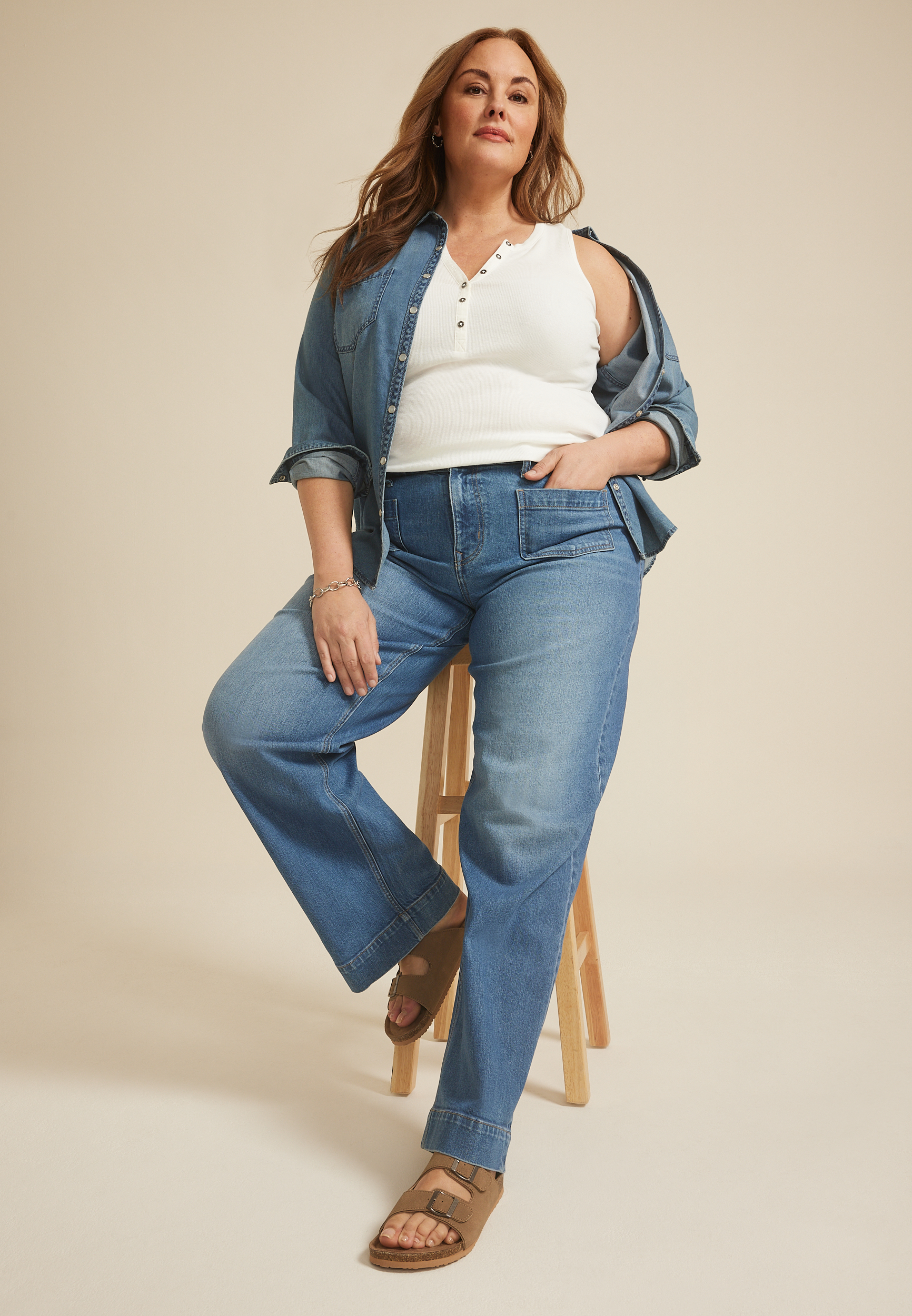 Plus Size Ribbed Henley Tank Top