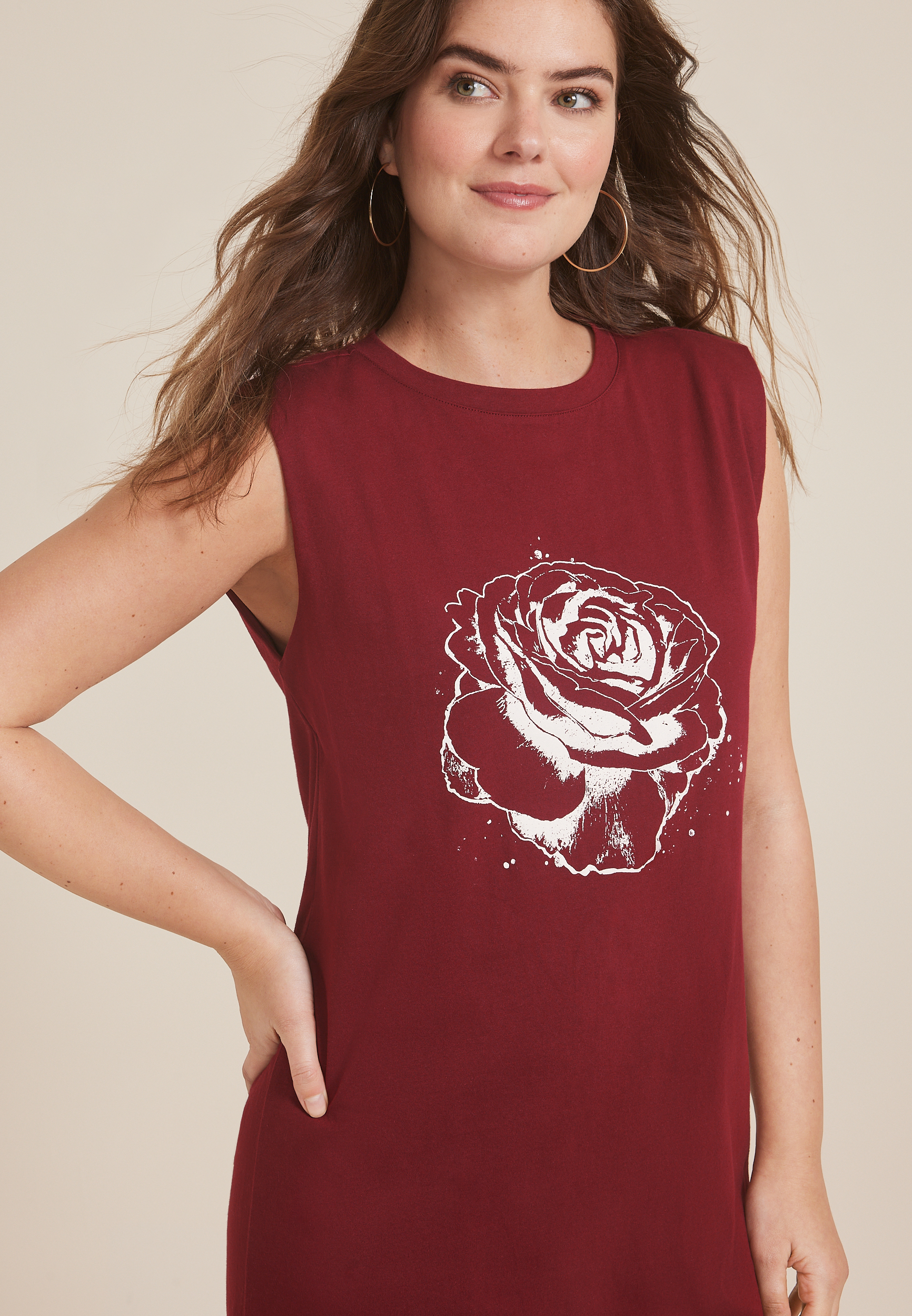 Graphic Cap Sleeve T Shirt Dress, C7153, large