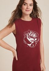 Graphic Cap Sleeve T Shirt Dress, C7153, small