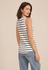 Striped Ribbed Henley Tank Top, C2380, small