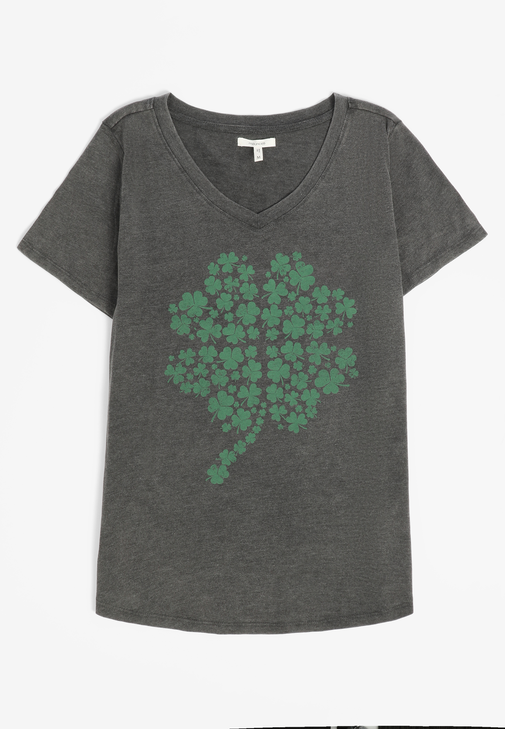 Four Leaf Clover Classic Fit Graphic Tee, CHARCOAL, large