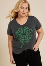 Plus Size Four Leaf Clover Classic Fit Graphic Tee, C125, small