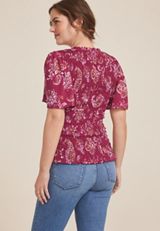 Printed Smocked Blouse, , small