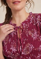 Printed Smocked Blouse, , small
