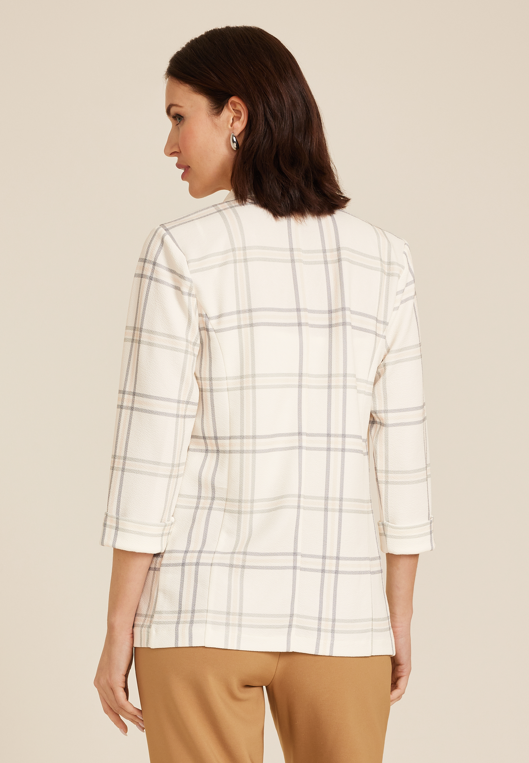 Windowpane Plaid Versa Open Front Blazer, C2969, large