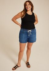 Plus Size m jeans by maurices&trade; Super Soft High Rise Drawstring Dolphin Hem 5in Short, C258, small