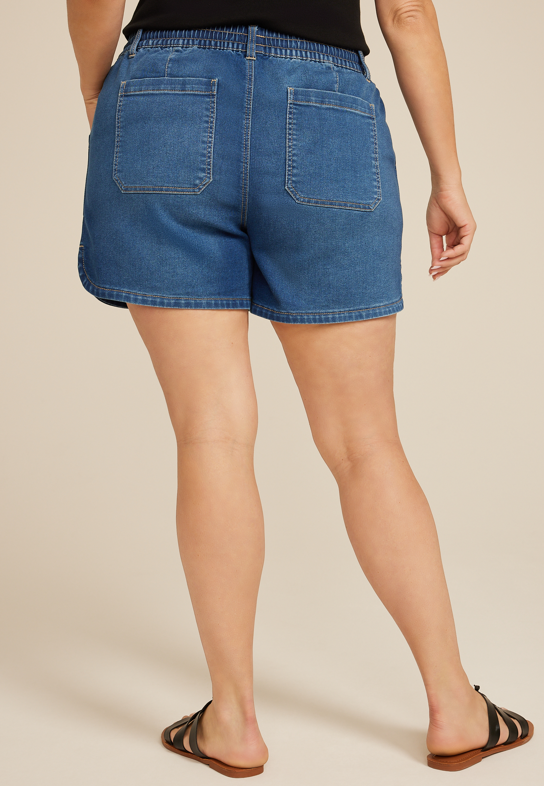 Plus Size m jeans by maurices&trade; Super Soft High Rise Drawstring Dolphin Hem 5in Short, C258, large