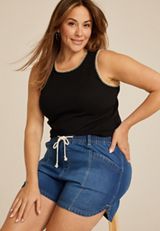 Plus Size m jeans by maurices&trade; Super Soft High Rise Drawstring Dolphin Hem 5in Short, C258, small