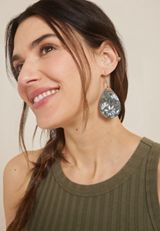 Floral Watercolor Wooden Teardrop Earrings, C115, small