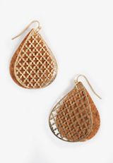 Cork Filigree Teardrop Earrings, , small