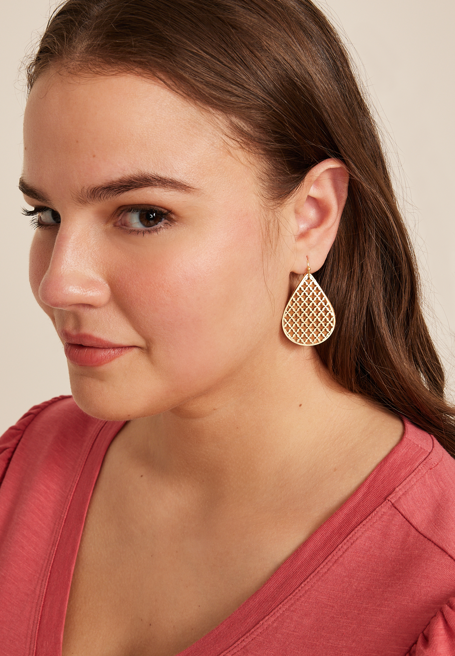 Cork Filigree Teardrop Earrings, , large