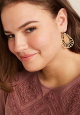 Wooden Inlay Teardrop Earring, GOLD, small