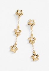 Gold Double Floral Teardrop Earrings