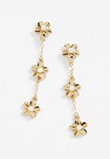 Triple Floral Linear Earrings, , small
